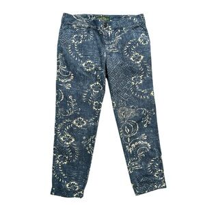 Lauren Jeans Co Blue White Floral Print Cuffed Pants 4